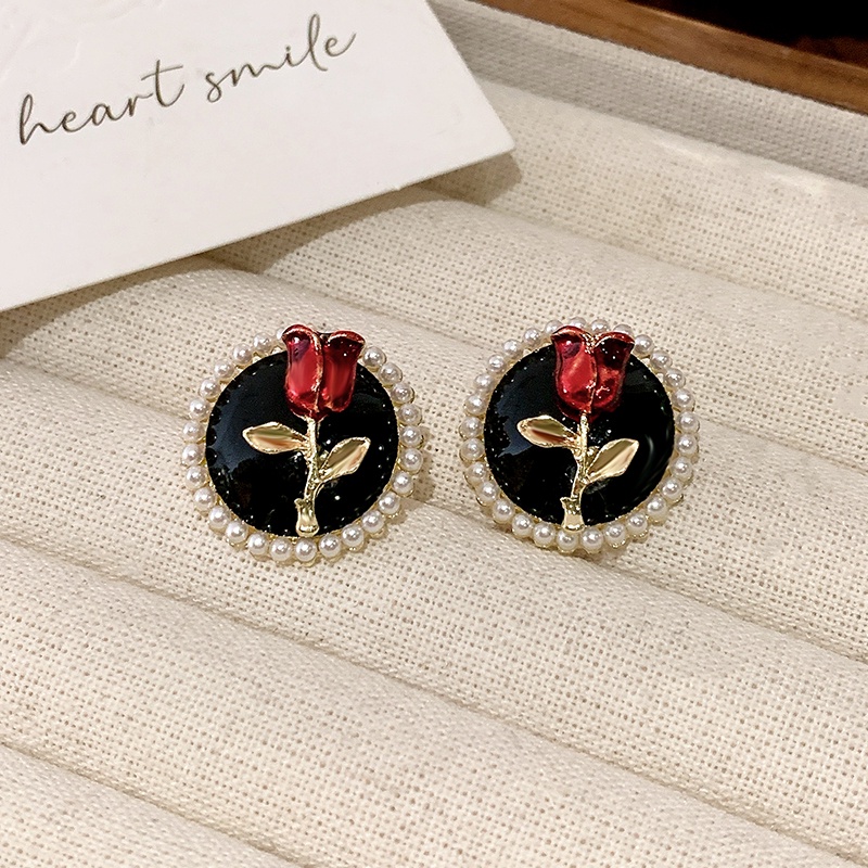 Anting High-End Desain Mewah Ringan Niche Mawar Retro Prancis