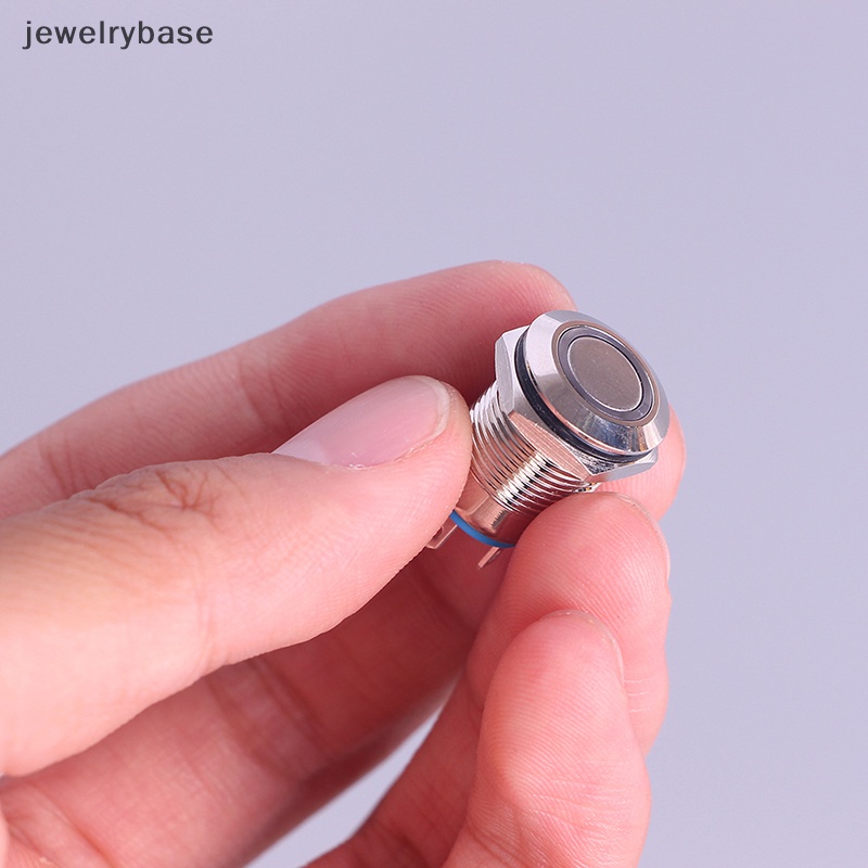 [jewelrybase] 12mm Metal Annular Push Button Black Switch Ring Lampu LED Kait Sesaat Butik