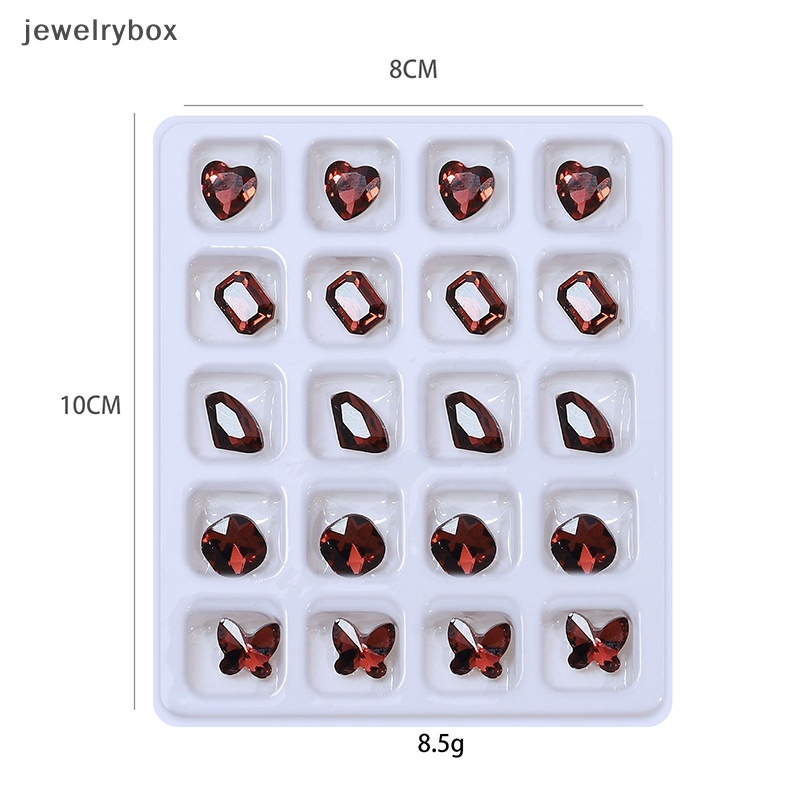 [jewelrybox] 20pcs 3D Nail Art Rhinestones Kristal Batu Warna-Warni Tips Dekorasi DIY Butik