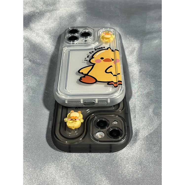 IPHONE Casing Ponsel Desain Bebek Kuning Kecil Kartun Lucu 3D Kompatibel Dengan Iphone12 13 14 11 Pro Max X Xs Max Xr Nnbn