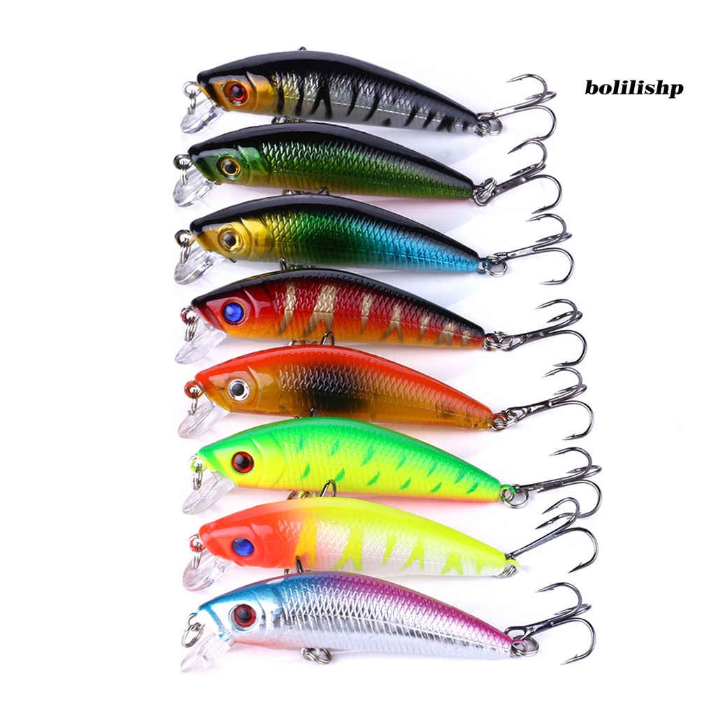 Bo-7cm/8g Umpan Umpan Treble Hook 3D Mata Lambat Tenggelam Tahan Air Kesetiaan Besar Memancing Bentuk Realistis Dapat Digunakan Kembali Crankbait Memancing Memikat Alat Pancing