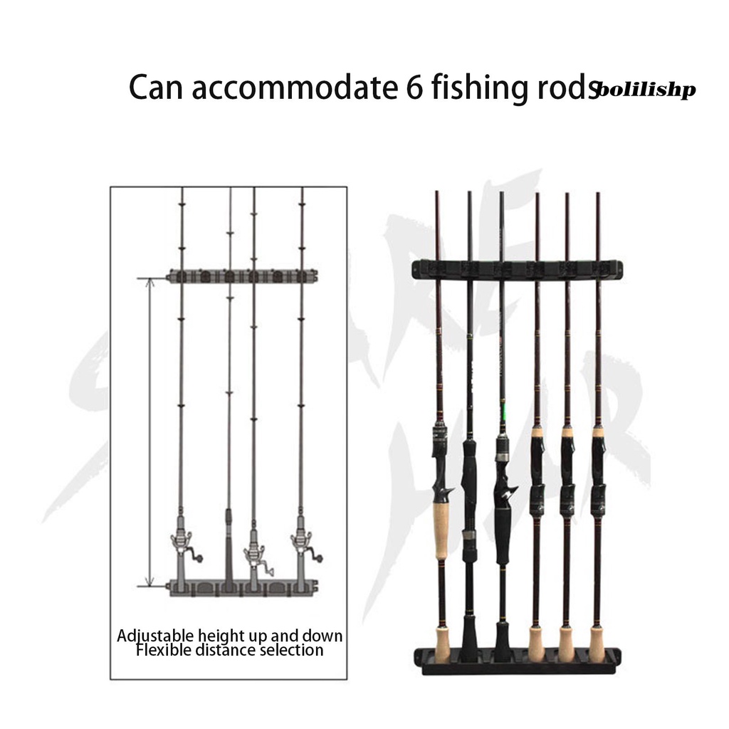 Bo-1 Set Holder Joran Pancing Adjustable 6slot Vertikal Gantung Angling Lure Rod Storage Stand Untuk Outdoor