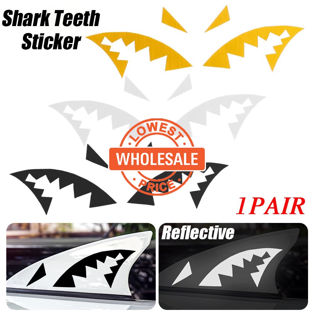 [Harga Grosir] 1pasang Reflektif Gigi Hiu Antena Stiker Kreatif Mobil Sirip Hiu Stiker Tahan Air Mulut Hiu Stiker Kepribadian Dekorasi Aksesoris Eksterior Mobil