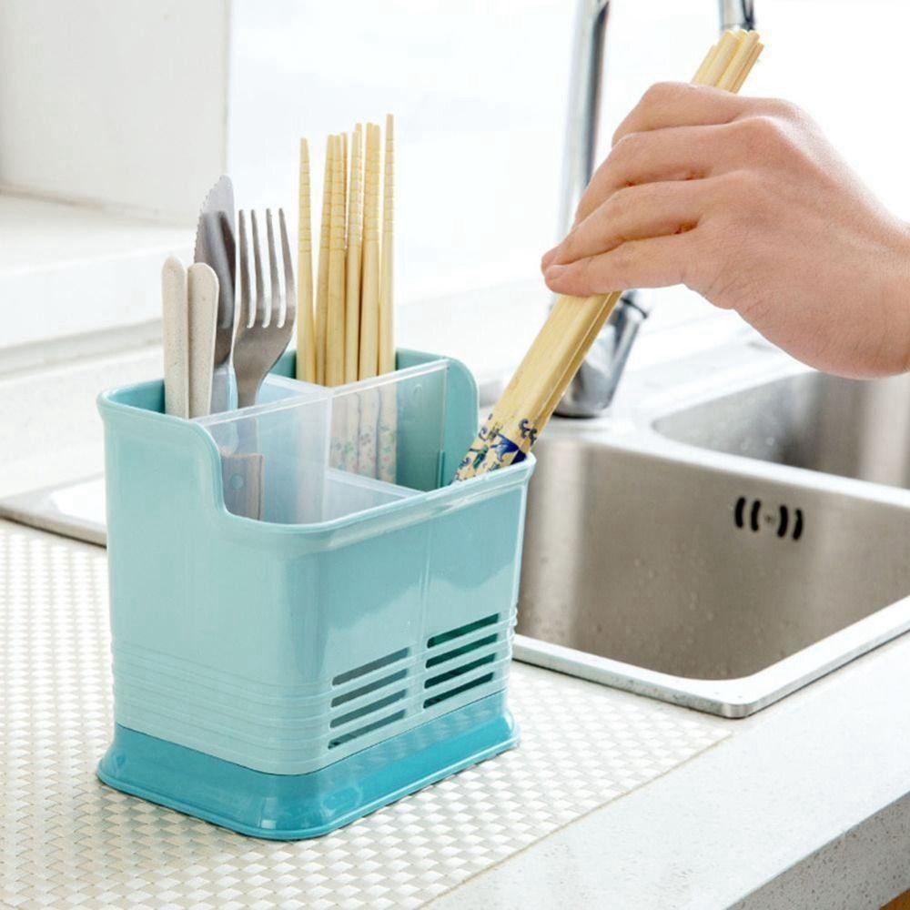 [Elegan] Sendok Garpu Rak Peralatan Makan Plastik Tahan Lama Rak Partisi Hollow Meja Cutlery Organizer