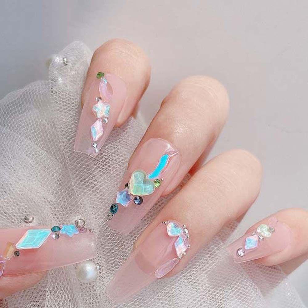 Nickolas1 Aurora Hiasan Kuku Pesona Kuku Fashion Manicure Aksesoris Hiasan Kuku Cinta Hati Rhombic Nail Jewelry