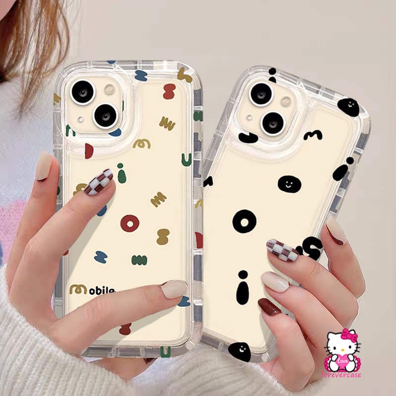 Airbag Sederhana Shockproof Soft Couple Case Untuk Redmi Note8 11s 10 11 10 10s 9 Pro Max Redmi A1 9A 9C NFC 10C 9T 12C 10 10A 9poco F4 Transparan Kartun Alfabet Ekspresi Case