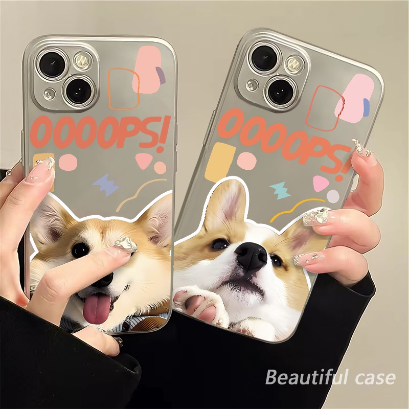 IPHONE Casing Ponsel Electroplate Lembut Anjing Lucu Kompatibel Untuk Iphone14 13 12 11 Pro XS Max XR X8 +7 6S Plus Casing Mini TPU Silikon Shockproof Cover
