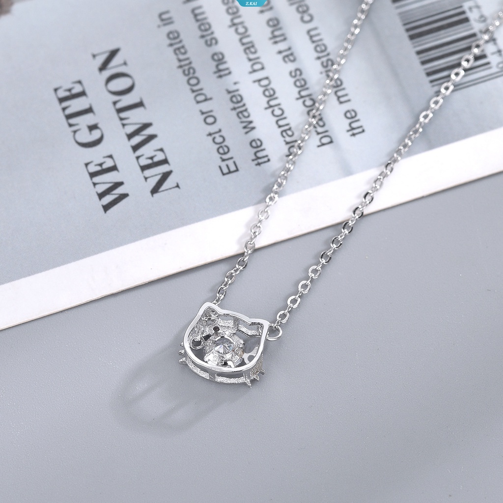 2023fashion Pink Rohani HelloKitty Liontin Kalung Untuk Wanita Mewah Manis Kristal Klavikula Rantai Kalung Pernikahan Aestheti Jewelry [ZK]