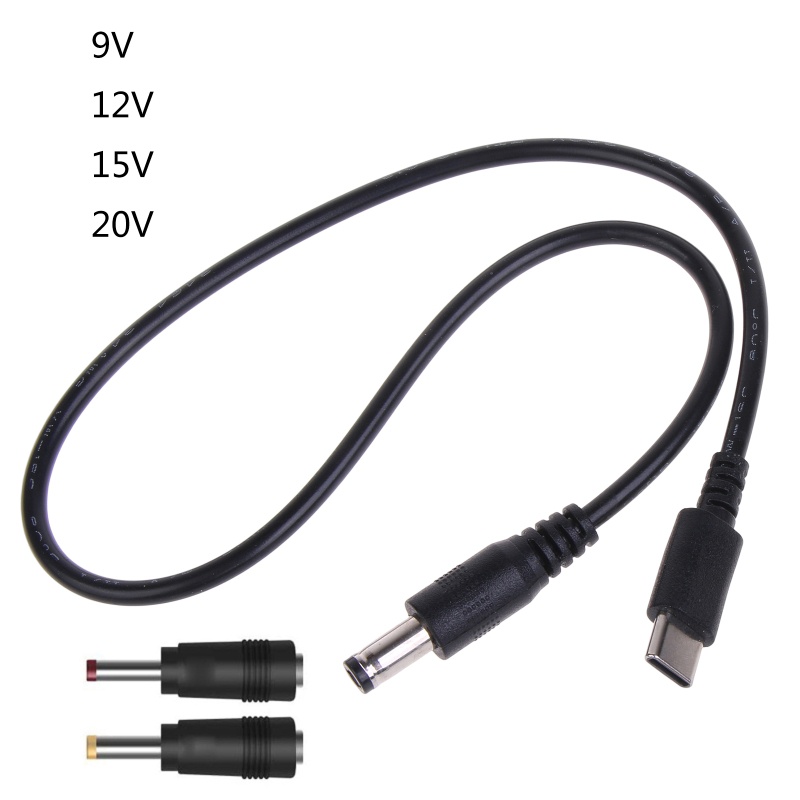 Gro UsbC Ke DC5 5x2 5mm Converter 9V 12V 15V 20V USB Trigger Charging Cable +2 Colokan DC Untuk Router WiFi Speaker LED Ligh