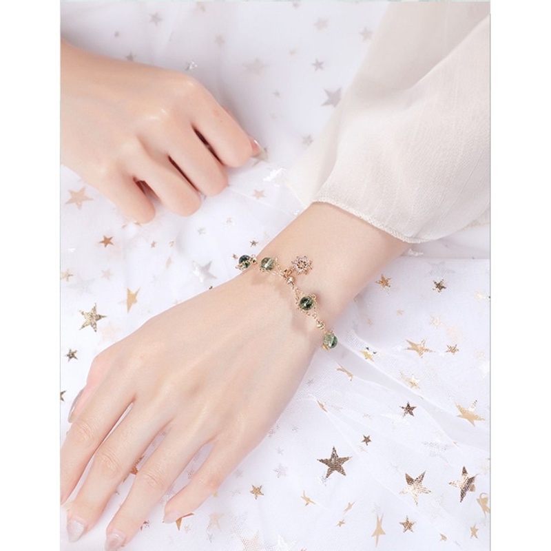 Indah Gelang Kristal Hijau Perhiasan Emas 18K Hadiah Ulang Tahun SZ23004