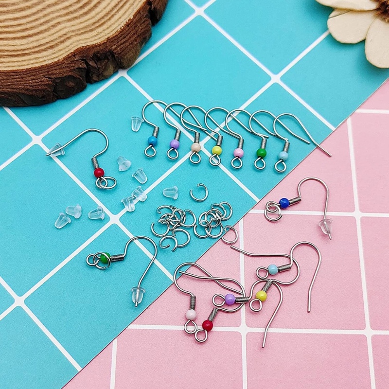 Siy 300pcs/set Anting Stainless Steel Kait Warna Campur Anting Jepit Untuk Membuat Perhiasan Temuan Aksesoris DIY