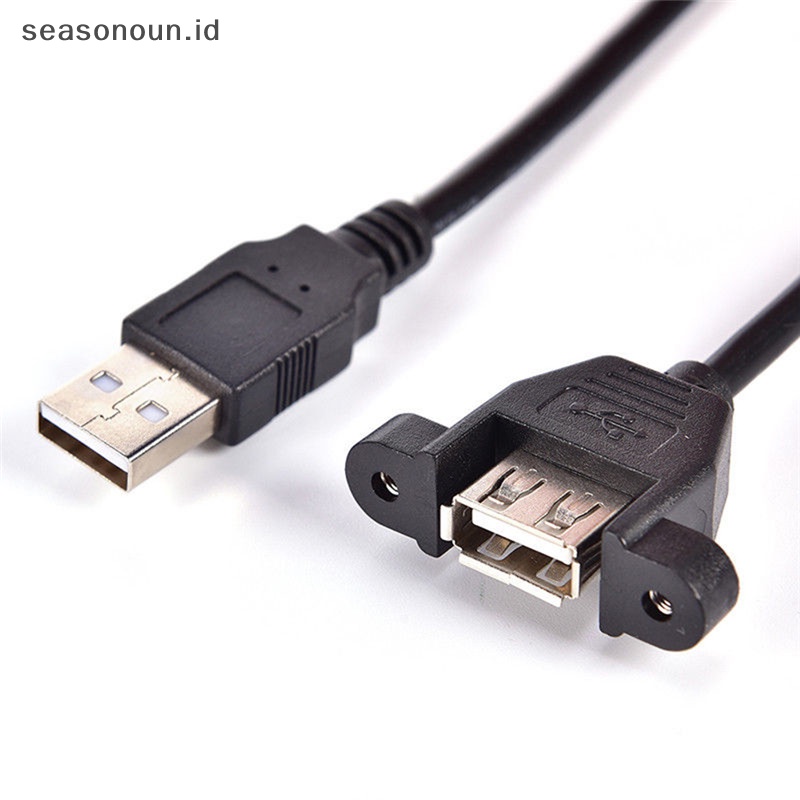 Seasonoun 60cm USB 2.0 A Male To A Female Panel Mount Moung Screw Lock Extension Cable.