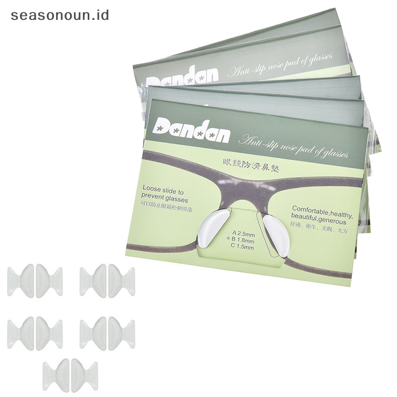 Seasonoun 5pasang 1.8mm anti-slip silicone nose pads Kacamata sunglass Kacamata spectacles.