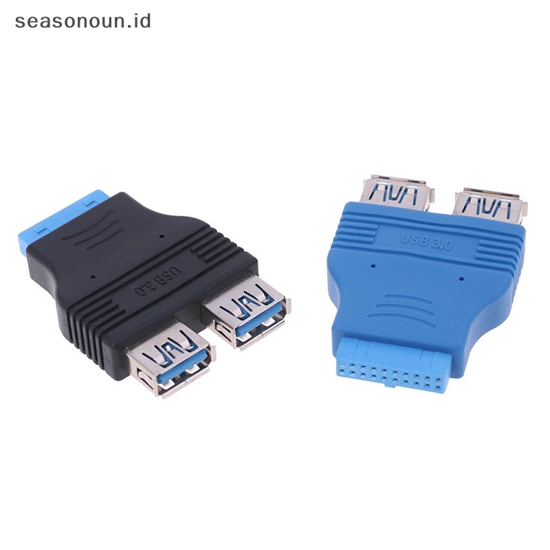 Seasonoun Motherboard 2port USB 3.0 female to 20pin header female Adaptor Sambung.