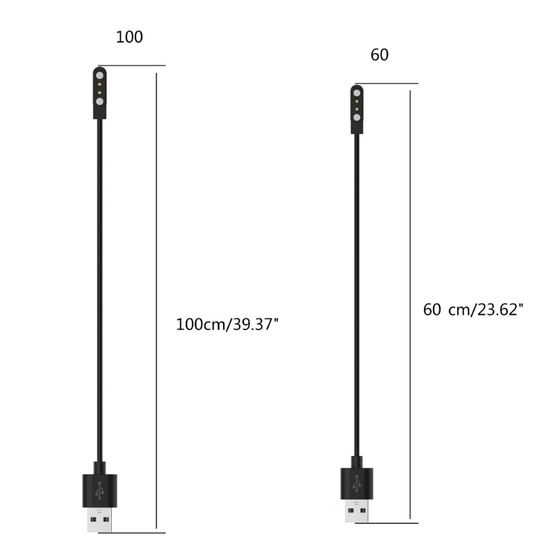 Cre 2-Pin Kabel Charge Magnetik Kuat USB Charging Line Cord Rope Hitam Untuk Kieslect Watch K10 K11 Smartwatch