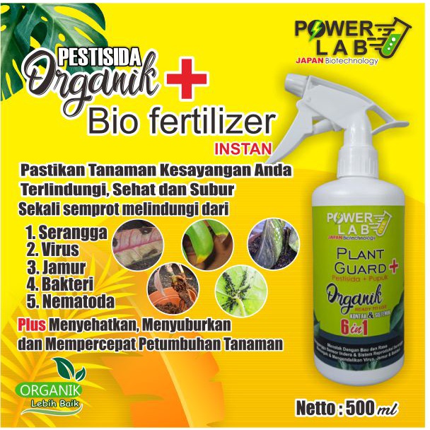 Obat Pembasmi Hama Spray 6 in 1 Powerlab Plant Guard Plus Pestisida Insektisida Fungisida Virusida Bakterisida Nematoda Pupuk Cair Vitamin Daun Spray Plant Growth Serum Penyubur Tanah Perangsang Akar Terbaik Organik Nabati Kontak Sistemik Semua Hama Kutu