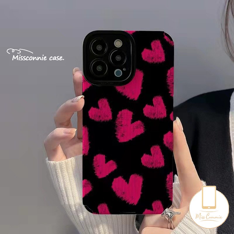 IPHONE Seni Garis Tidak Teratur Motif Zebra Cinta Hati Casing Ponsel Kompatibel Untuk Iphone7 8 Plus11 13 14 7Plus XR 12 Pro MAX X XS MAX Mewah Tekstur Kulit Shockproof Cover