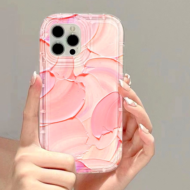 IPHONE Casing Ponsel Lukisan Pink Sederhana Kompatibel Untuk Iphone7Plus8Plus6Plus11 14 13 12 Pro MAX XR X XS MAX SE Airbag Shockproof Cover