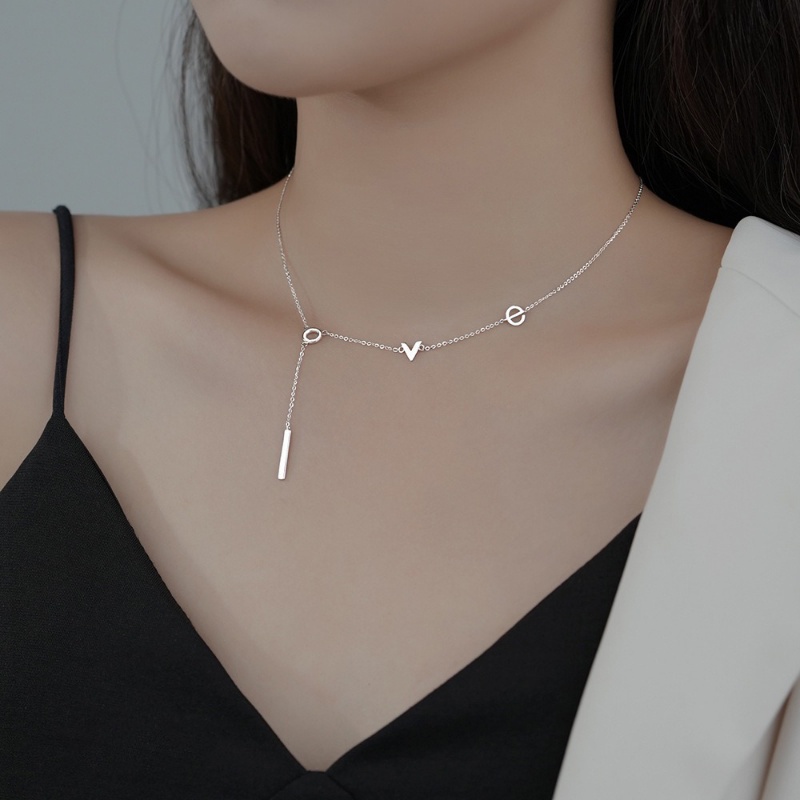 Kalung Cinta 18 K Emas Klavikula Kalung Perempuan Musim Panas Canggih Baja Titanium Tidak Luntur Kalung Aksesoris Hadiah