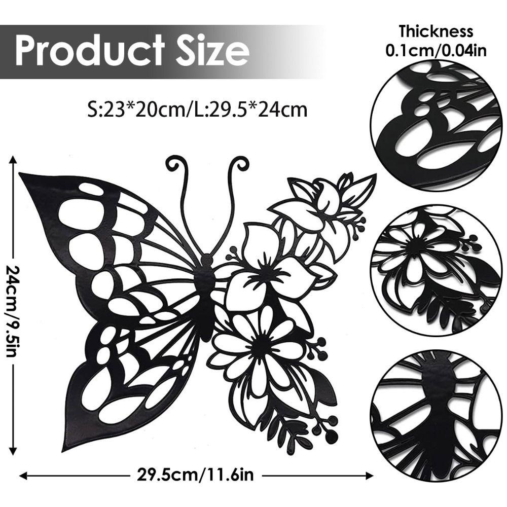 [Elegan] Ornamen Kupu-Kupu Elegan Pagar Serbaguna Gantung Besi Art Hollow Butterfly Dinding Untuk Kamar Tidur Kerajinan Logam