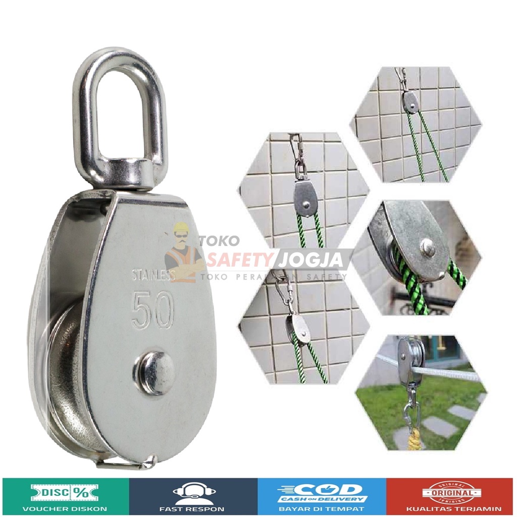 Katrol Kerekan Mini Serbaguna Swivel Pulley Stainless Steel m50 WARNA Silver