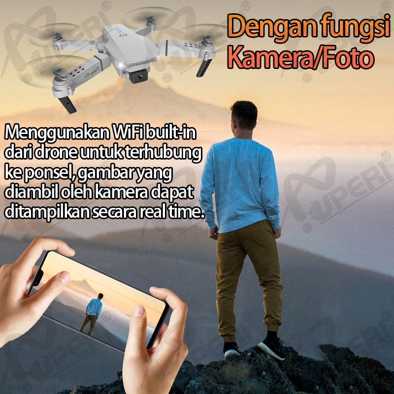 Smart Drone E88 /E68Pro 4k HD Camera Shoot Original Indoor Outdoor Drone Mini RC 4K HD Camera/(Dikirim Dari Jakarta)New Drone E68 Pro Mini RC 4K HD Camera Kamera WIFI FPV Fotografi Udara Helikopter Foldable Quadcopter Drone Kamera HD Posisi Visual