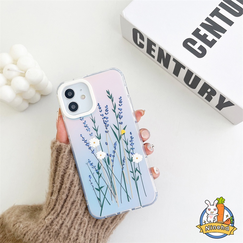 IPHONE Casing Kompatibel Untuk Iphone14 13 12 11 Pro Max X Xr Xs Max8 7 Plus SE 2020 Mewah Transparan Simple Flower Hand Anti Fingerprint Phone Case Shockproof hard Case Cover Pelindung