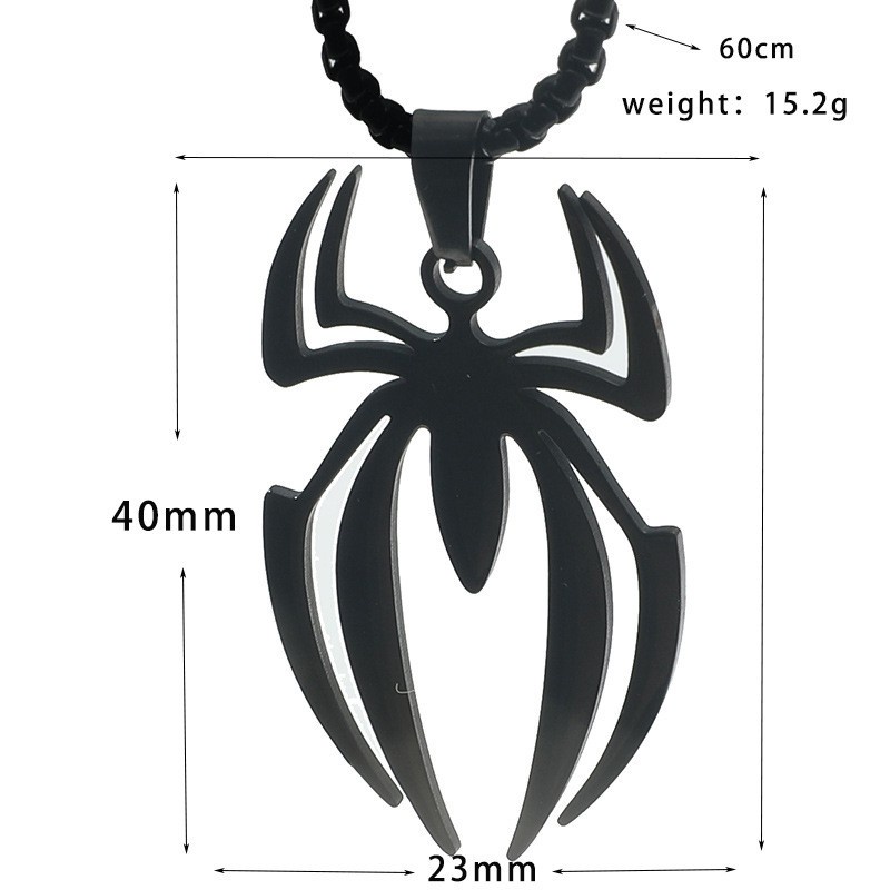 Z H Perhiasan Fashion Pria Anti Karat Spider Liontin Lapis Emas 18K Kalung Pesta Rock Punk Aksesoris Hadiah Halloween