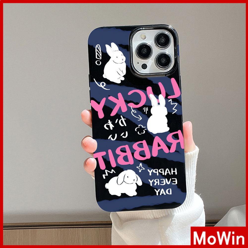 For iPhone 14 Pro Max iPhone Case Black Glossy TPU Soft Case Shockproof Protection Camera Cartoon Cute Rabbit Compatible with iPhone 13 Pro max 12 Pro Max 11 xr xs max 7Plus 8Plus
