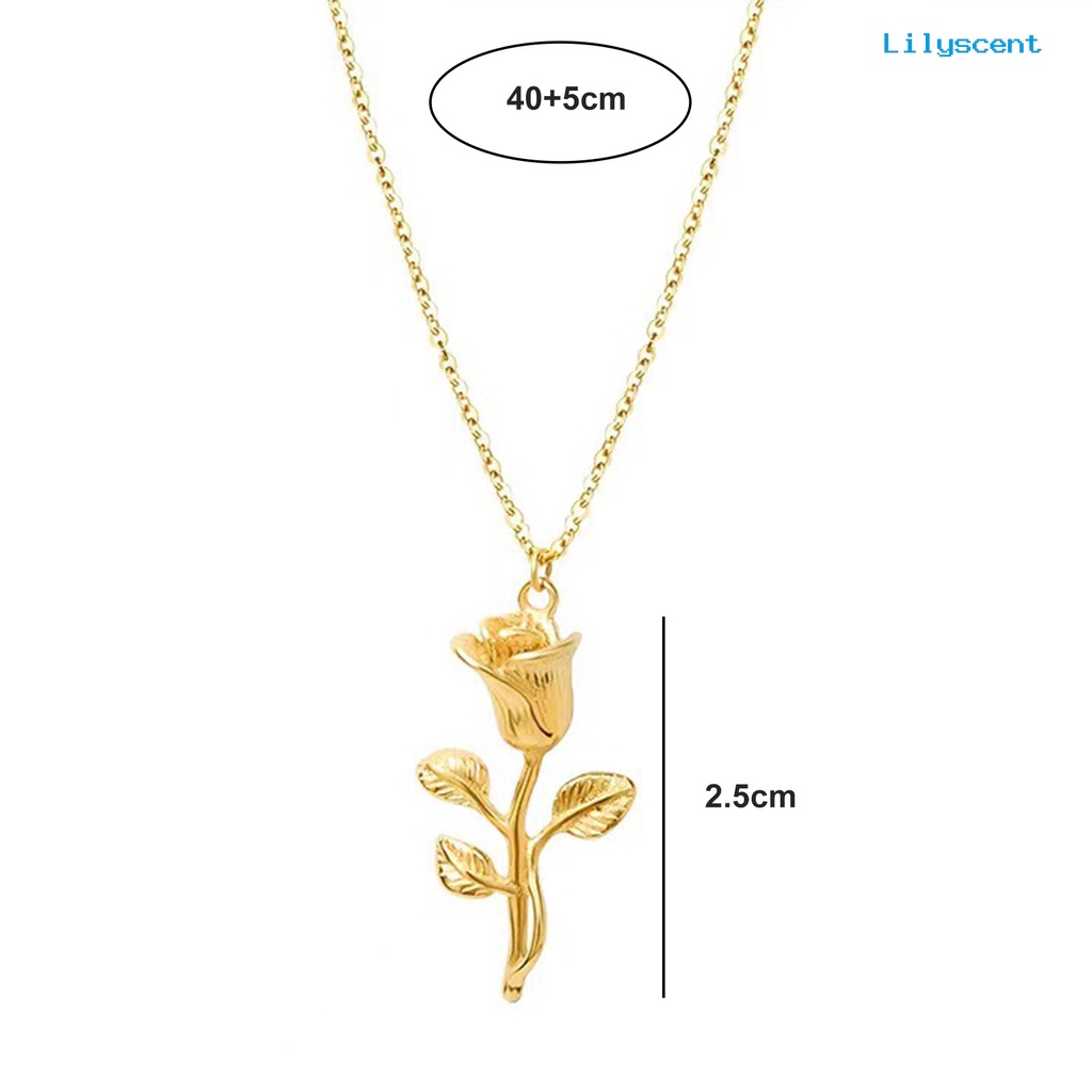 [LS]Wanita Kalung Elegan Dainty Golden Slim Rantai Adjustable Hadiah Hypoallergenic Single Rose Bunga Liontin Kalung Fashion Perhiasan