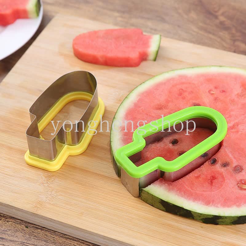 Kreatif Stainless Steel Watermelon Slicer Cutting Cetakan Popsicle Berbentuk Buah Air Melon Cutter Cookie Sandwich Mold Aksesoris Dapur