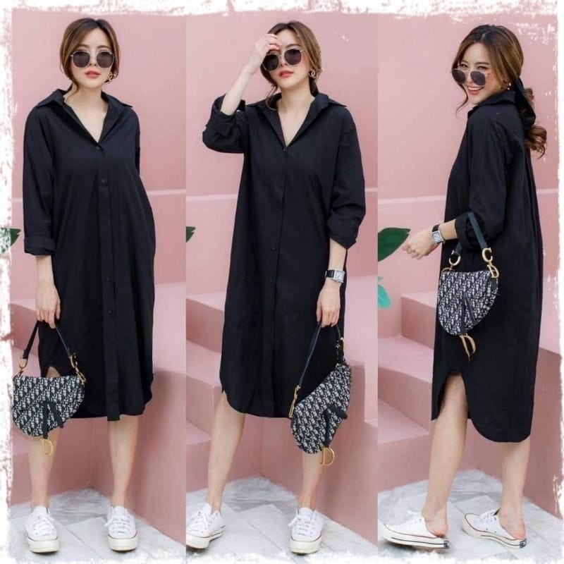 BEFAST - ZSO OOTD WANITA DRESS MOYA / Dress Casual Anastasia / Fashion Wanita Formal / Dress Wanita Casual / Pakaian Kekinian Remaja ABG / Dress Maxy Polos Lengan Panjang / OOTD Ala Wanita Korean Style