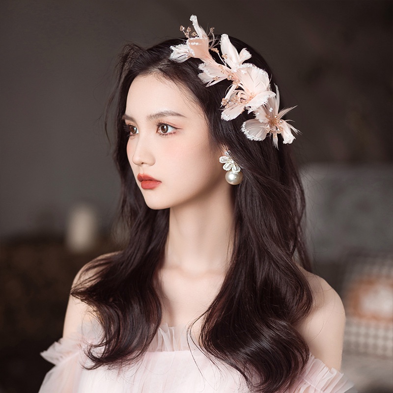 Fashion Pengantin Wanita Hiasan Kepala Buatan Tangan Kristal Sutra Bunga Rambut Band Manik-Manik Headflower Gaya Pernikahan Aksesoris Dan Makeup Aksesoris Rambut