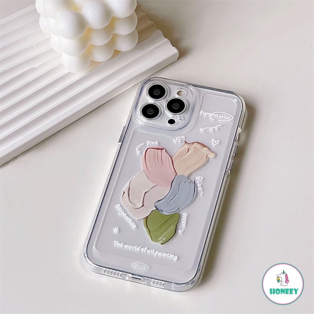 IPHONE Casing Ponsel Pigmen Graffiti Sederhana Kompatibel Untuk Iphone14 13 12 11 Pro MAX XR Ultra Tipis Transparan Phone Case Cover