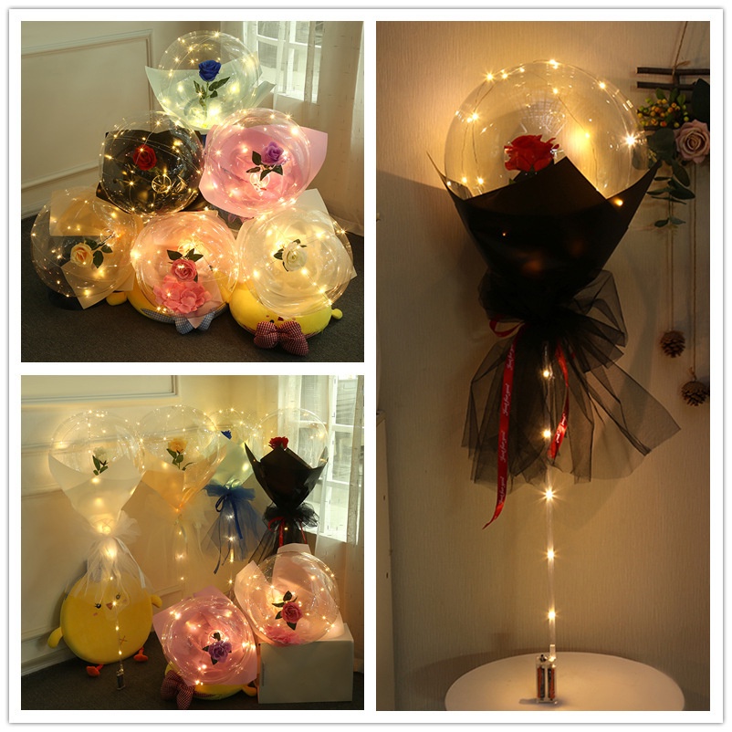 SS DIY Bucket Balon PVC Balon BOBO Bucket Balon Bunga mawar Bucket Balon Bucket Bunga Balon Warna bucket pvc lampu