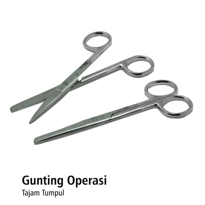 Gunting Operasi Lurus 14cm Stainless Steel Tajam Tumpul Gunting P3k