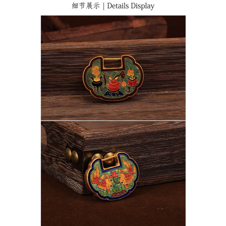 Goldkingdom Fashion Perhiasan Aksesoris Ready Stock Kuno Buatan Tangan Panggang Biru Menguntungkan Awan Kunci Lotus Ganda Ikan Lock Liontin Labu Capung Mata Transportasi Manik