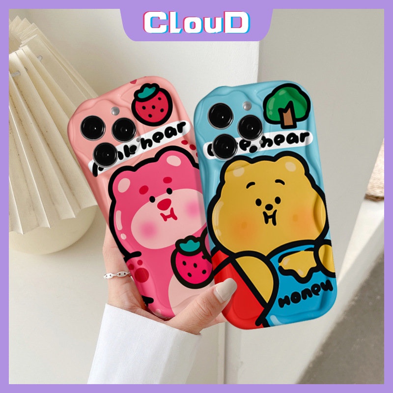 Casing Case Manyo Lucu Untuk Redmi 9A 10A 9a2 A1 10 10C 9T 9C NFC Redmi Note 10S 11s 11 9 8 10 10Pro Max POCO M3 Kartun Winnie The Pooh Bear 3D Wavy Curved Edge Glossy Soft Tpu Sarung