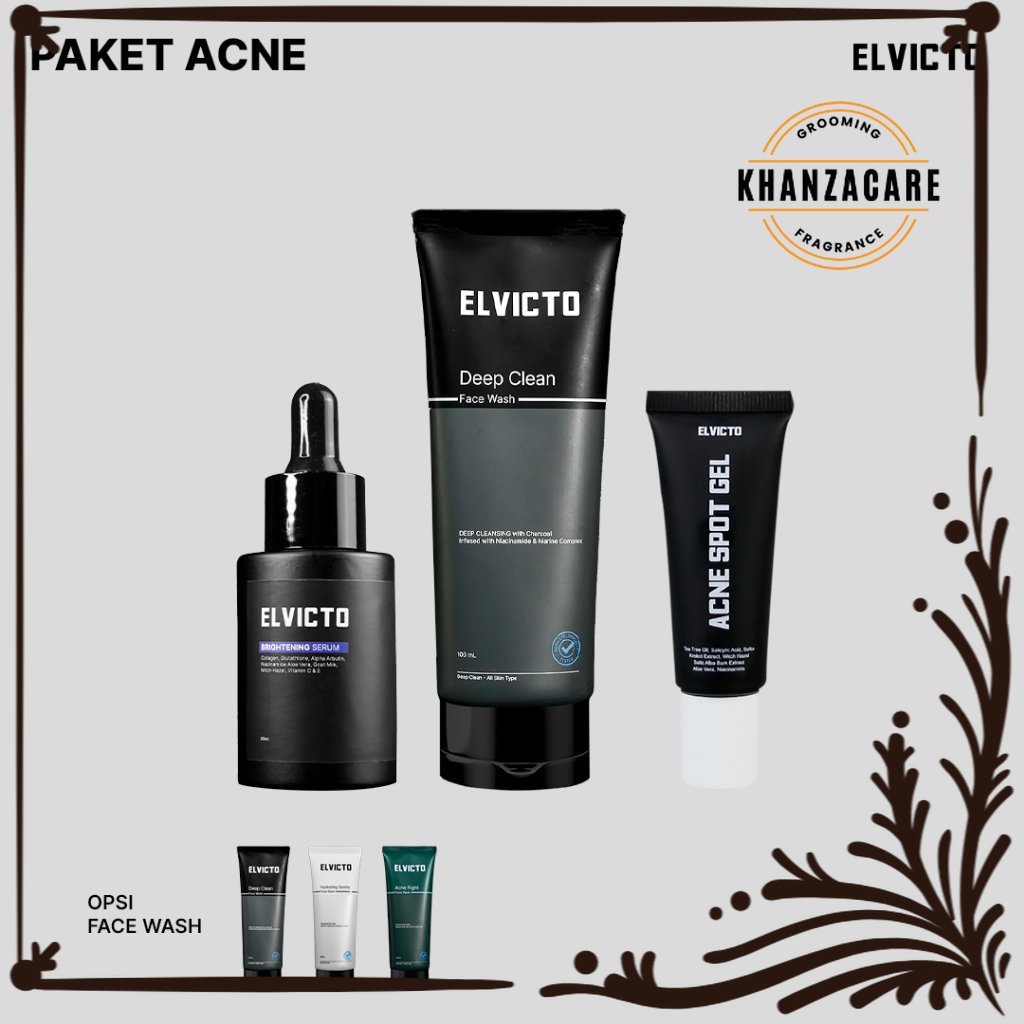 SKINCARE PRIA ELVICTO PAKET ACNE PEMUTIH WAJAH PRIA