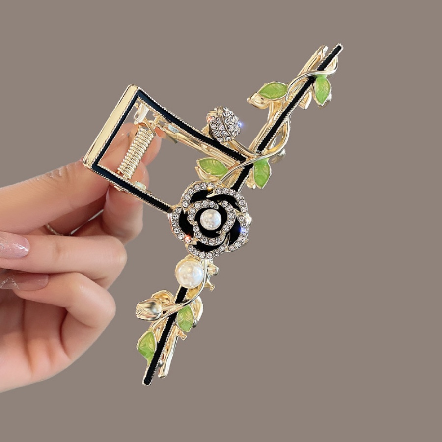 Alloy Bunga Berlian Imitasi Rambut Klip Rambut Cakar Kristal Mutiara Jepit Rambut Ponytail Holder Woman Hair Accessories