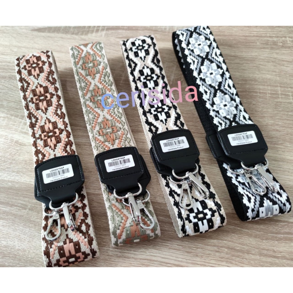 LONGSTRAP/ TALI TAS SLEMPANG /POLIKATUN JAGUARD 5 CM /TERLARIS JAWA TIMUR/MS 5 CM KULIT HITAM