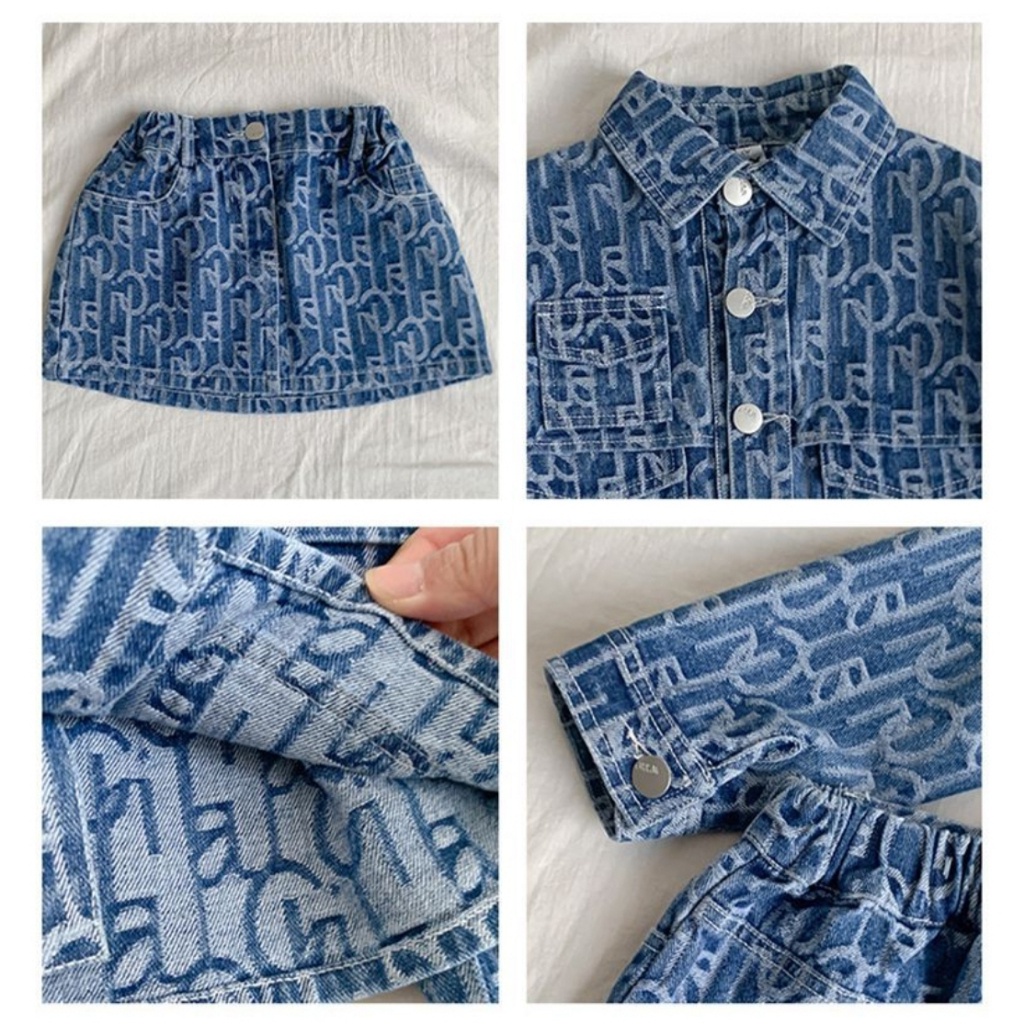 CHUBBI 7 Setelan Set 2in1 Anak Perempuan Full Set Denim GG