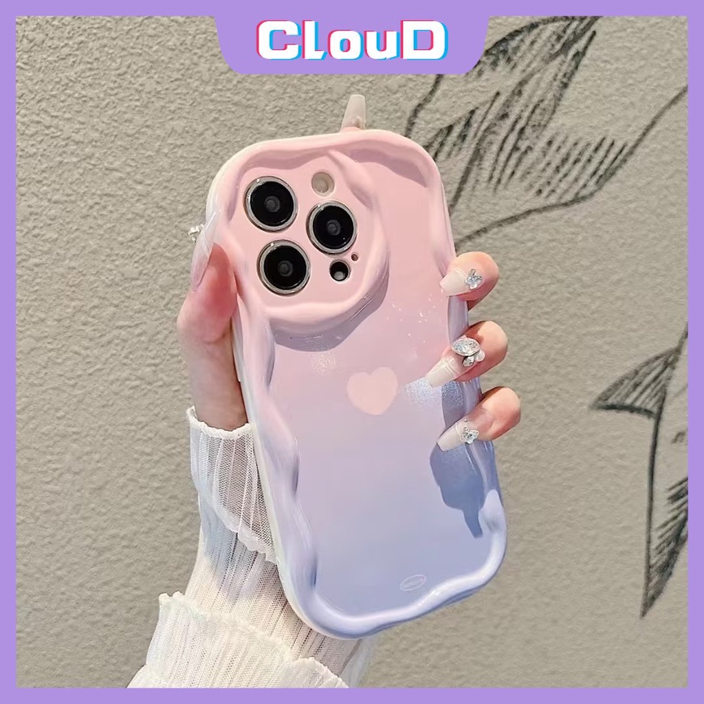 Untuk Samsung A13 A04s A52s A04 A24 A23 A50 A30s A03s A31 A10s A02s A21s A51 A52 A32 A12 A14 A11 A50s A20 A30 A20s A03 3D Wavy Curved Edge Simple Love Heart Gradient Candy Color Case