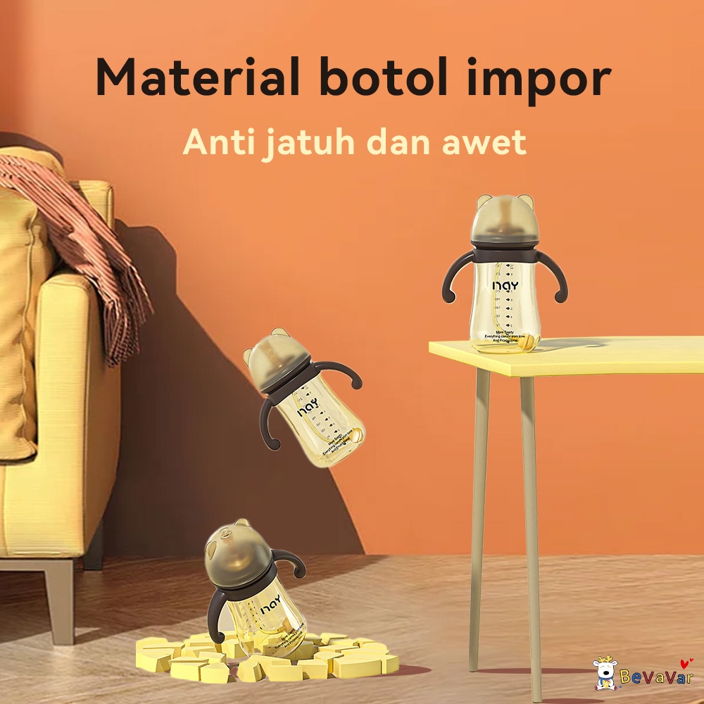 BEVAVAR Botol Susu Bayi 3In1 Botol Minum Anak dengan sedotan 300ml 240ml BPA free