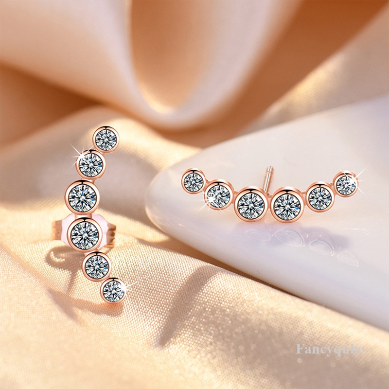 1pasang Anting Tusuk Hitam Kecil Untuk Wanita925 Sterling Silver Baris Tunggal Berlian Benang Anting Tindik Perhiasan Pernikahan