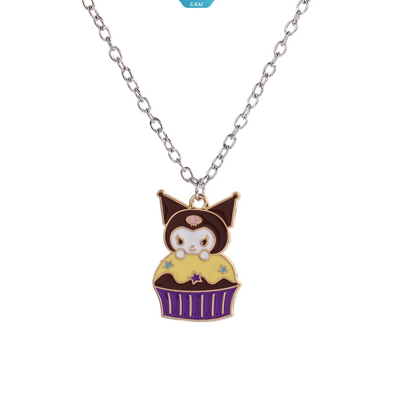 Sanrios Kuromi Littletwinstars Pompom Purins Kartun Kawaii Kepribadian Kue Bentuk Kalung Siswa Manis Keren Rantai Klavikula [ZK]