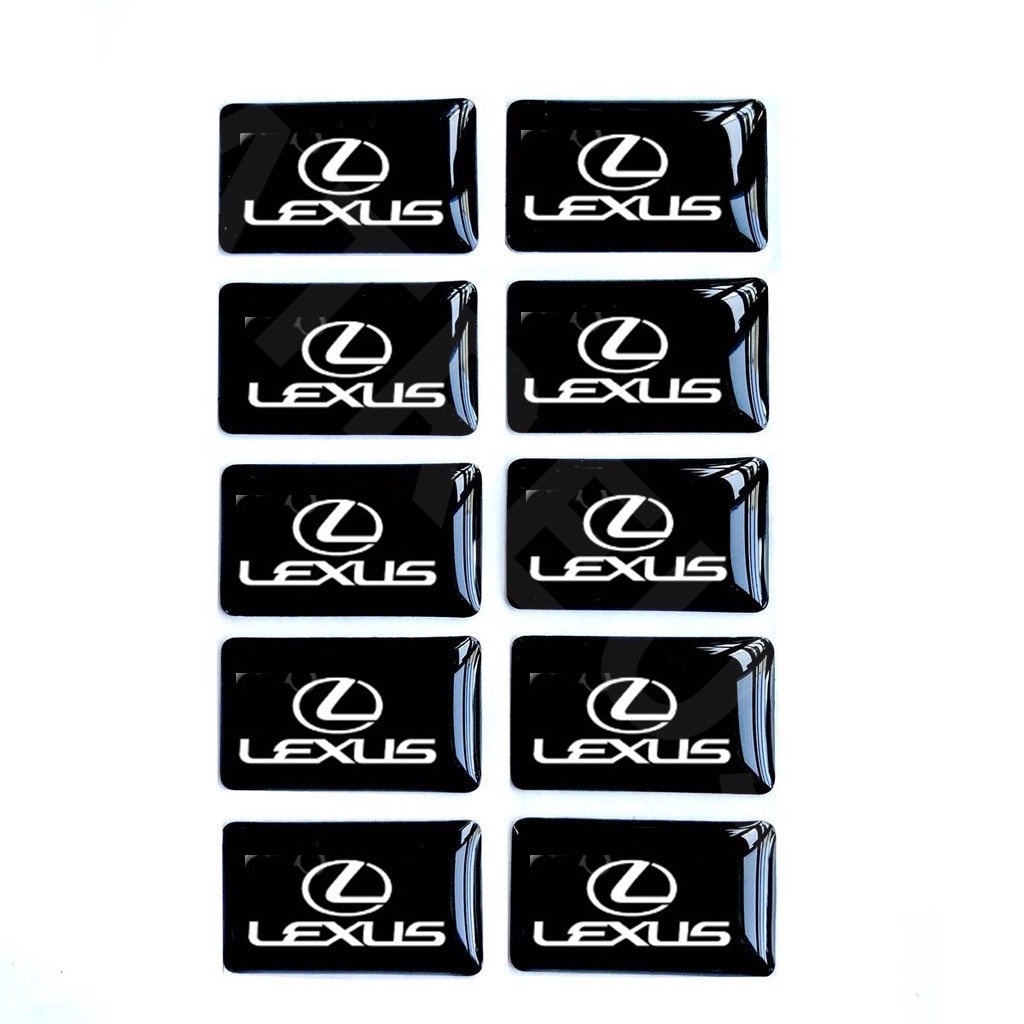 10pcs 3D Stiker Mobil Setir Pintu Jendela Saklar Tombol Lencana Dekorasi Aksesoris Mobil Untuk Lexus rx 570 RX300 LX570 CT200H NX250 RX350 LX470 IS NX ES