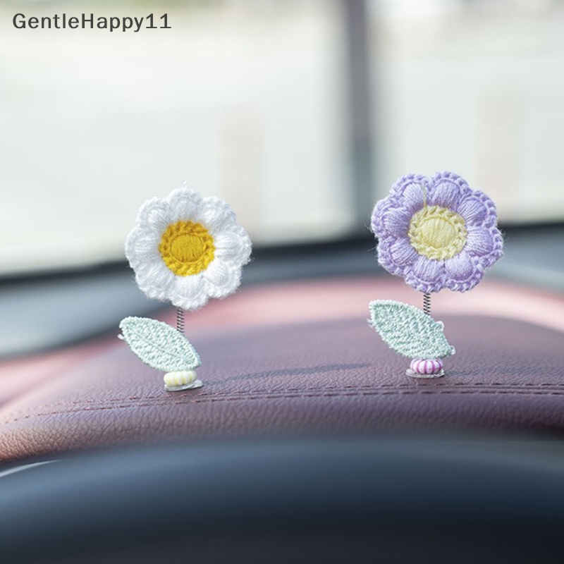 Gentlehappy Bunga Crochet Homemade Dekorasi Interior Mobil Lucu Goyang Kepala Bunga Hiasan Mini Car Dashboard Decor Dancing Flower id