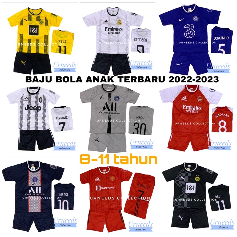 Cod Baju Bola Anak Umur 8 Sampai 11 Tahun Stelan Kaos Bola Anak Anak Terbaru Set Jersey Anak Laki La