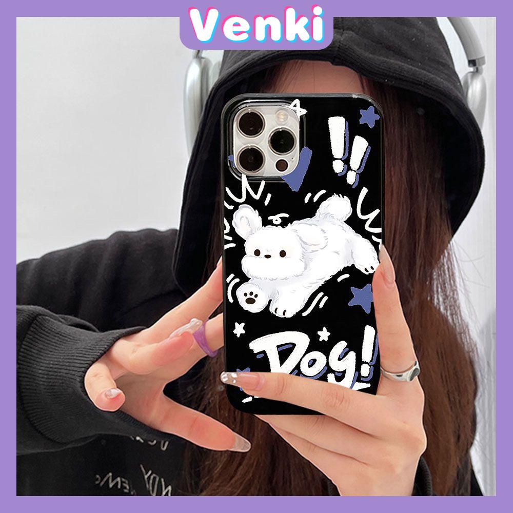 VENKI - Untuk iPhone 11 iPhone Case Hitam Glossy TPU Soft Case Shockproof Protection Camera Pump Cute Cat Dog Kompatibel dengan iPhone 14 13 Pro max 12 Pro Max xr xs max 7 8